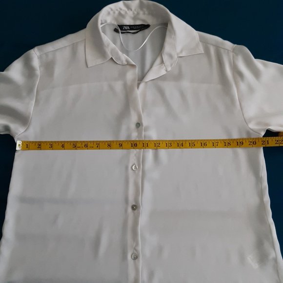 Women's Zara Cream Colored Polyester Long Sleeve Blouse, Size M - Picture 10 of 12